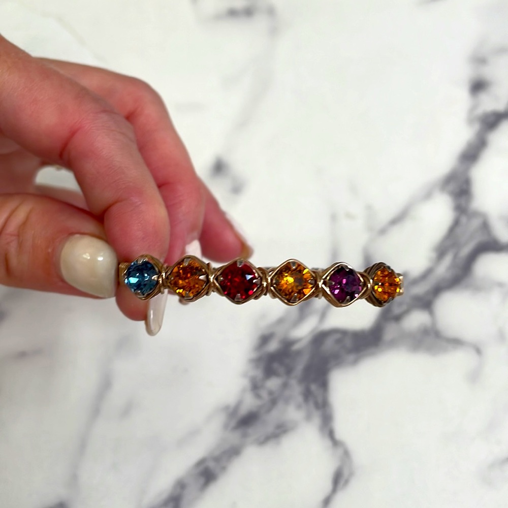Custom Silver Bracelet with gemstones - like new!